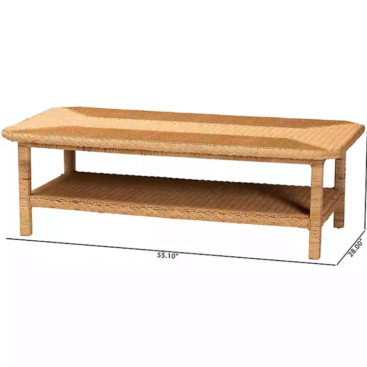 Kirklands Home Bohemian Braided Rat Coffee Table Tan Discount