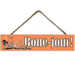 Halloween>Kirklands Home Bone-Jour Skeleton Hanging Wall Plaque Orange