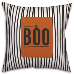 Halloween>Kirklands Home Boo Black and White Stripes Throw Pillow