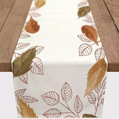 Fall>Kirklands Home Bordered Autumn Leaves Table Runner, 72 in.