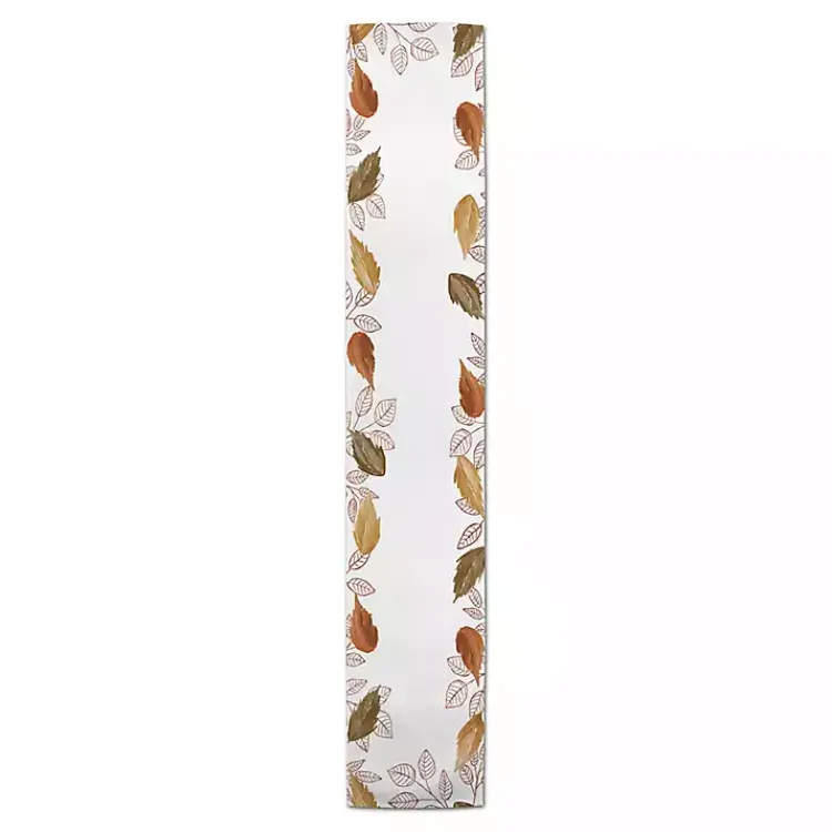 Fall>Kirklands Home Bordered Autumn Leaves Table Runner, 72 in.