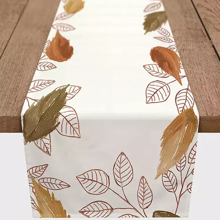 Fall>Kirklands Home Bordered Autumn Leaves Table Runner, 90 in.