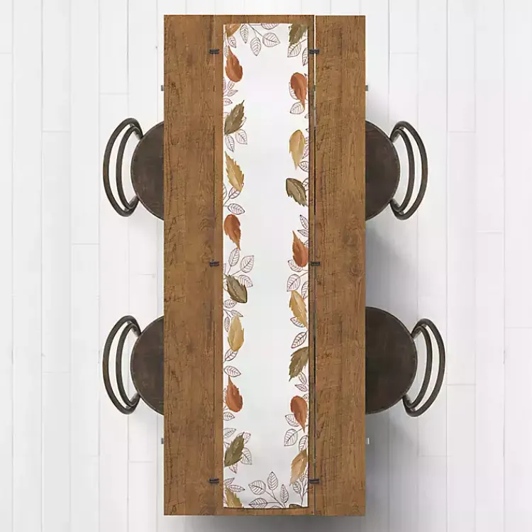 Fall>Kirklands Home Bordered Autumn Leaves Table Runner, 90 in.