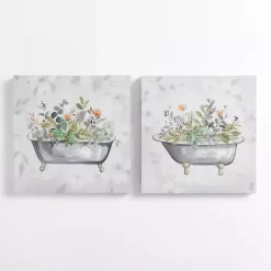 Kirklands Home Botanical Bathtubs Canvas Art Prints, Set of 2 Gray Best
