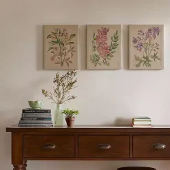 Kirklands Home Botanical Linen Art Prints, Set of 3 Multi