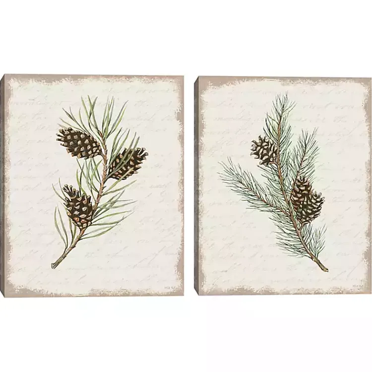 Christmas Art & Wall Decor>Kirklands Home Botanical Pine Spruce Canvas Art Prints, Set of 2