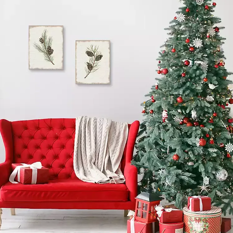 Christmas Art & Wall Decor>Kirklands Home Botanical Pine Spruce Canvas Art Prints, Set of 2