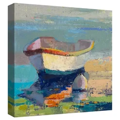 Kirklands Home Bottle Green Boat Wrapped Canvas Art Print Multi Discount