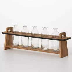 Vases>Kirklands Home Bottle Vase Runner with Wooden Stand