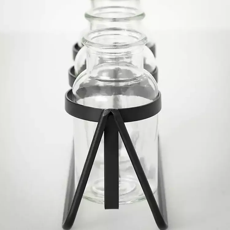 Vases>Kirklands Home Bottle Vase Trio on Metal Stand