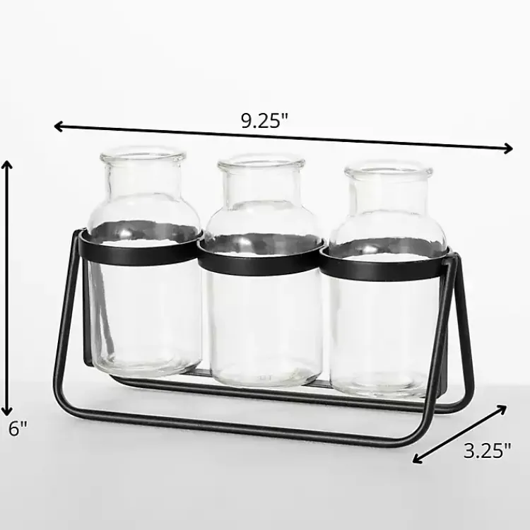 Vases>Kirklands Home Bottle Vase Trio on Metal Stand