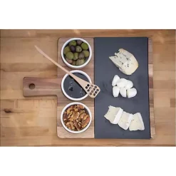 Kirklands Home 3-Bowl Slate and Wood Serving Board