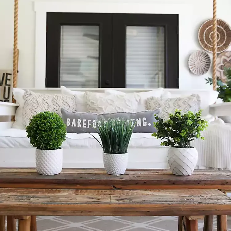 Arrangements & Greenery>Kirklands Home Boxwood Arrangement in White Planter
