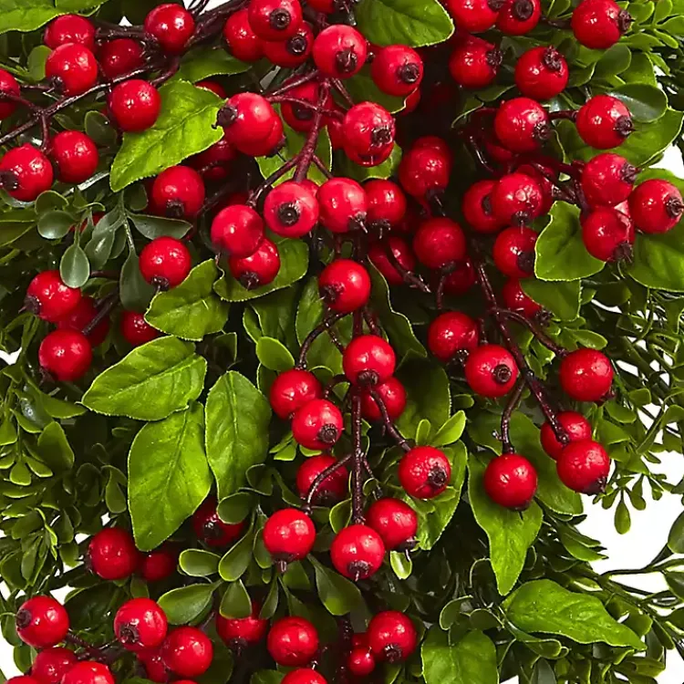 Christmas Wreaths>Kirklands Home Boxwood Berry Floral Christmas Teardrop