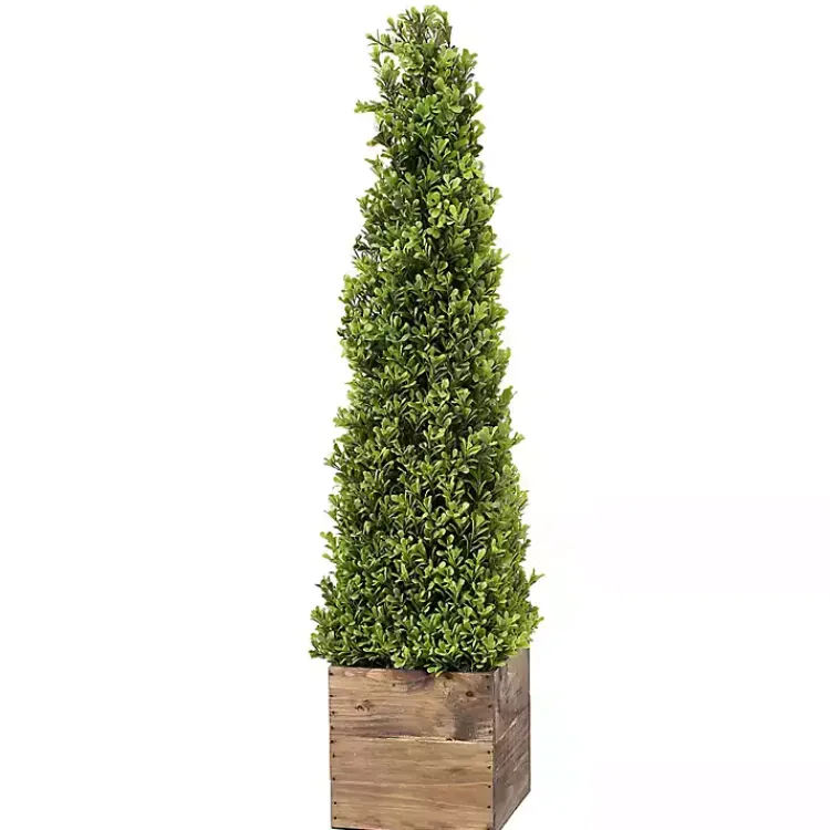 Trees & Topiaries>Kirklands Home Boxwood Obelisk in Wood Planter, 36 in.