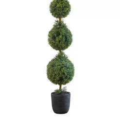 Trees & Topiaries>Kirklands Home Boxwood Triple Topiary in Decorative Black Pot