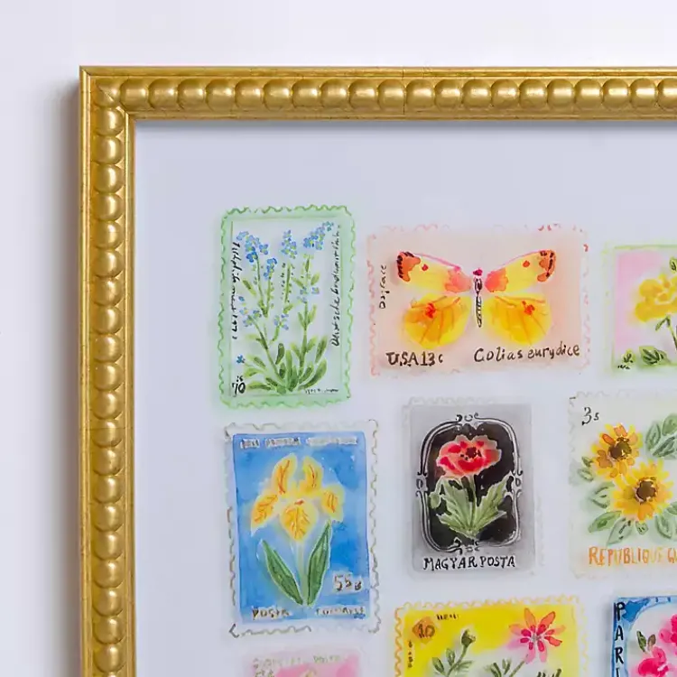 Kirklands Home Brackeen Postage Stamps Framed Art Print Multi Sale