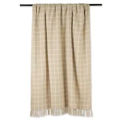 Blankets & Throws>Kirklands Home Brandy Plaid Fringed Throw Tan