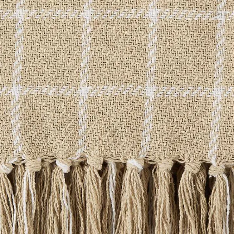 Blankets & Throws>Kirklands Home Brandy Plaid Fringed Throw Tan