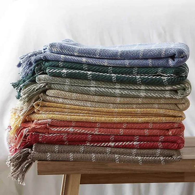 Blankets & Throws>Kirklands Home Brandy Plaid Fringed Throw Tan