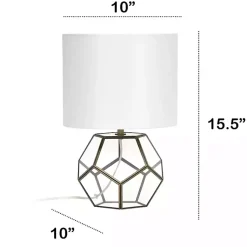 Kirklands Home Brass and Glass Octagon Table Lamp White