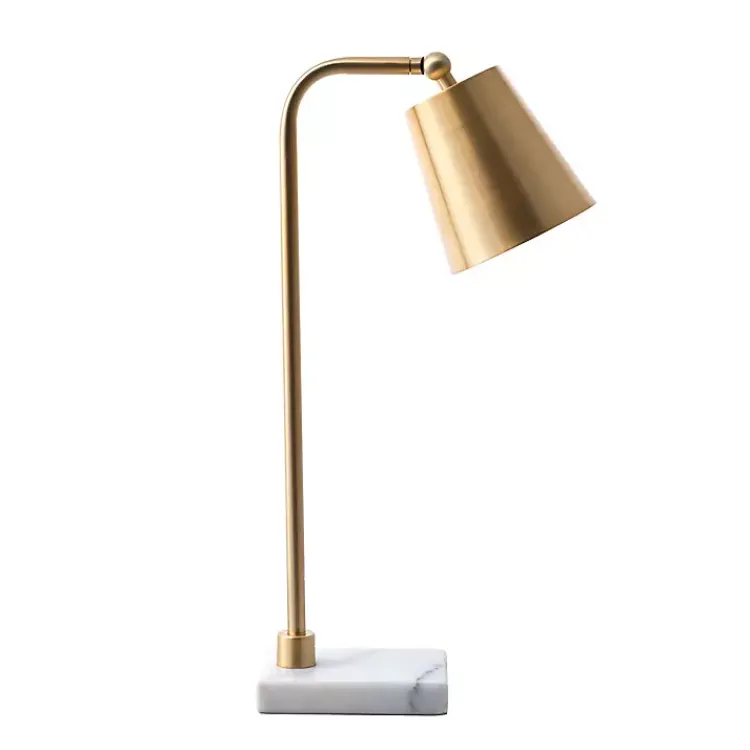 Kirklands Home Brass Cone Desk Lamp with Marble Base Gold Clearance