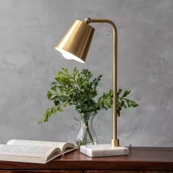 Kirklands Home Brass Cone Desk Lamp with Marble Base Gold Clearance
