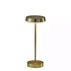 Kirklands Home Brass Metal Disc Frosted Light Cordless Table Lamp Gold Outlet