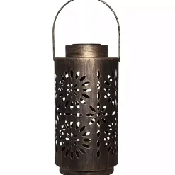 Kirklands Home Brass Metal Flower Cutout Solar Lantern Brown Best
