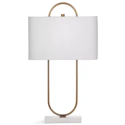 Kirklands Home Brass Open Oval Table Lamp White Clearance