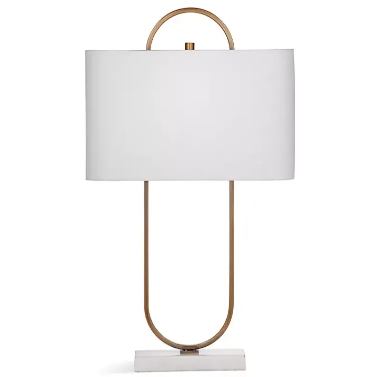 Kirklands Home Brass Open Oval Table Lamp White Clearance