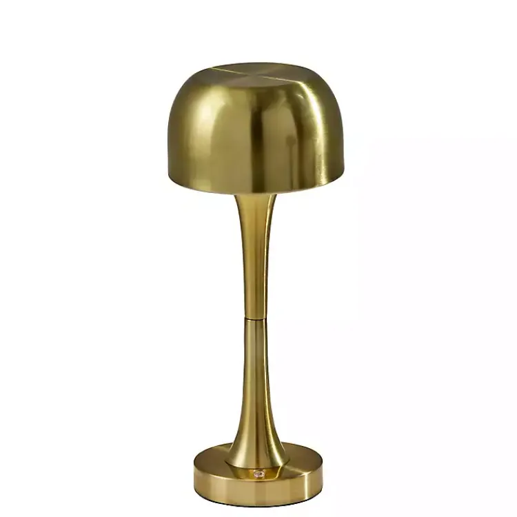 Kirklands Home Brass Tapered Dome Frosted Light Cordless Lamp Gold Outlet
