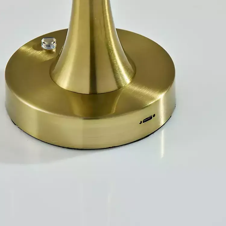 Kirklands Home Brass Tapered Dome Frosted Light Cordless Lamp Gold Outlet