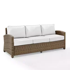 Kirklands Home Bren Wicker Sofa with Sunbrella Cushions Brown Outlet