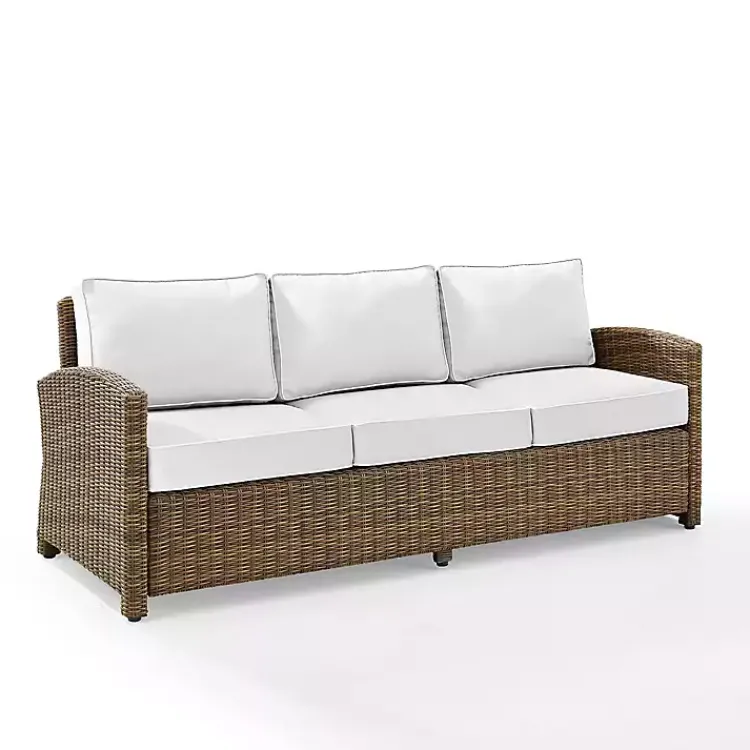 Kirklands Home Bren Wicker Sofa with Sunbrella Cushions Brown Outlet