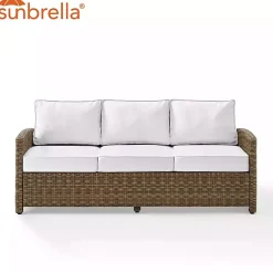 Kirklands Home Bren Wicker Sofa with Sunbrella Cushions Brown Outlet