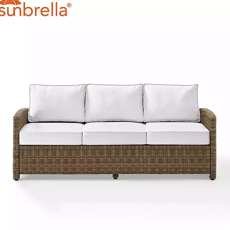 Kirklands Home Bren Wicker Sofa with Sunbrella Cushions Brown Outlet