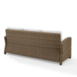 Kirklands Home Bren Wicker Sofa with Sunbrella Cushions Brown Outlet