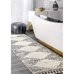 Kirklands Home Bria Moroccan Diamond Tassel Runner New