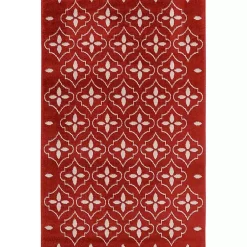 Kirklands Home Brick & Ivory Quatrefoil Indoor/Outdoor Rug, 4x6 New