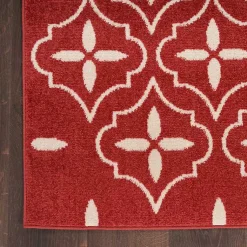 Kirklands Home Brick & Ivory Quatrefoil Indoor/Outdoor Rug, 4x6 New