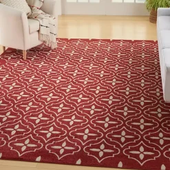 Kirklands Home Brick & Ivory Quatrefoil Indoor/Outdoor Rug, 5x7 Outlet