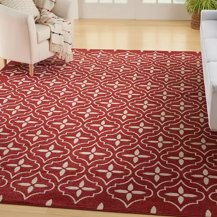 Kirklands Home Brick & Ivory Quatrefoil Indoor/Outdoor Rug, 5x7 Outlet