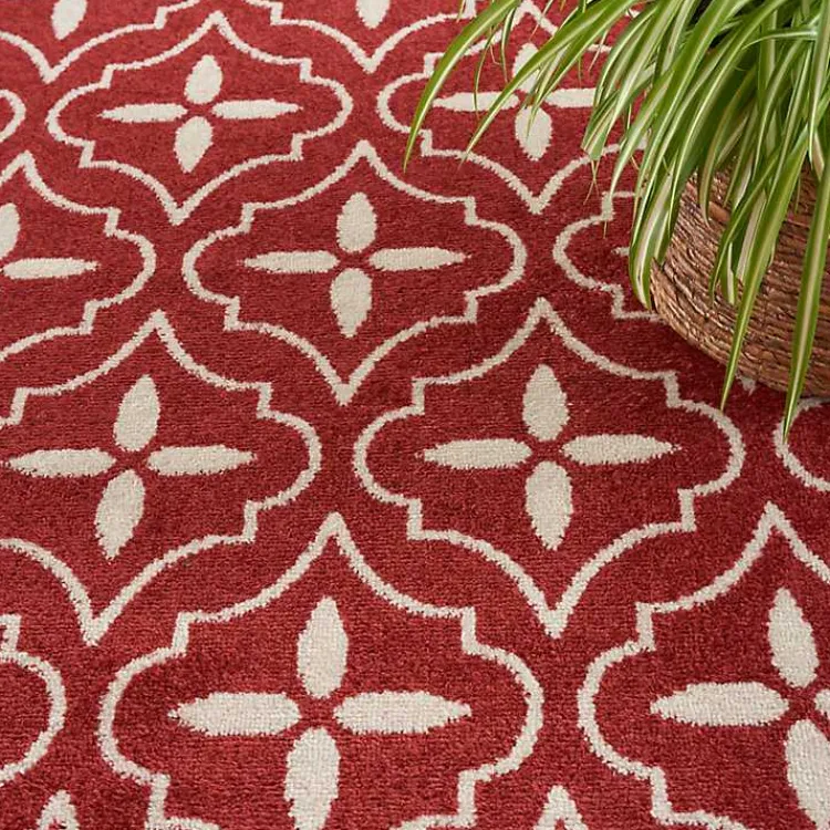 Kirklands Home Brick & Ivory Quatrefoil Indoor/Outdoor Rug, 5x7 Outlet