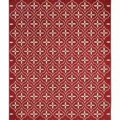 Kirklands Home Brick & Ivory Quatrefoil Indoor/Outdoor Rug, 8x10 New