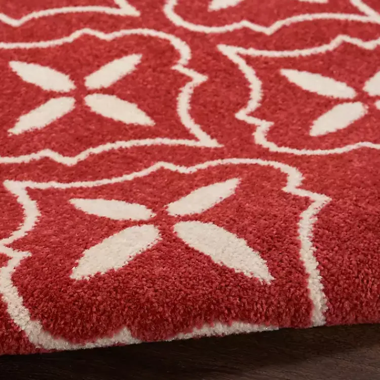 Kirklands Home Brick & Ivory Quatrefoil Indoor/Outdoor Rug, 8x10 New