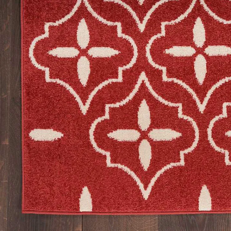 Kirklands Home Brick & Ivory Quatrefoil Indoor/Outdoor Rug, 8x10 New