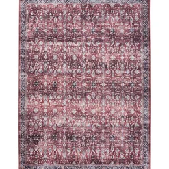 Kirklands Home Brick Vintage Floral Washable Area Rug, 5x7 Red Discount