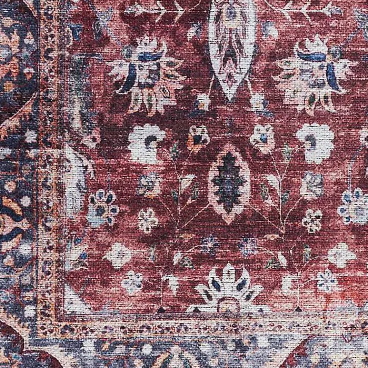 Kirklands Home Brick Vintage Floral Washable Area Rug, 5x7 Red Discount