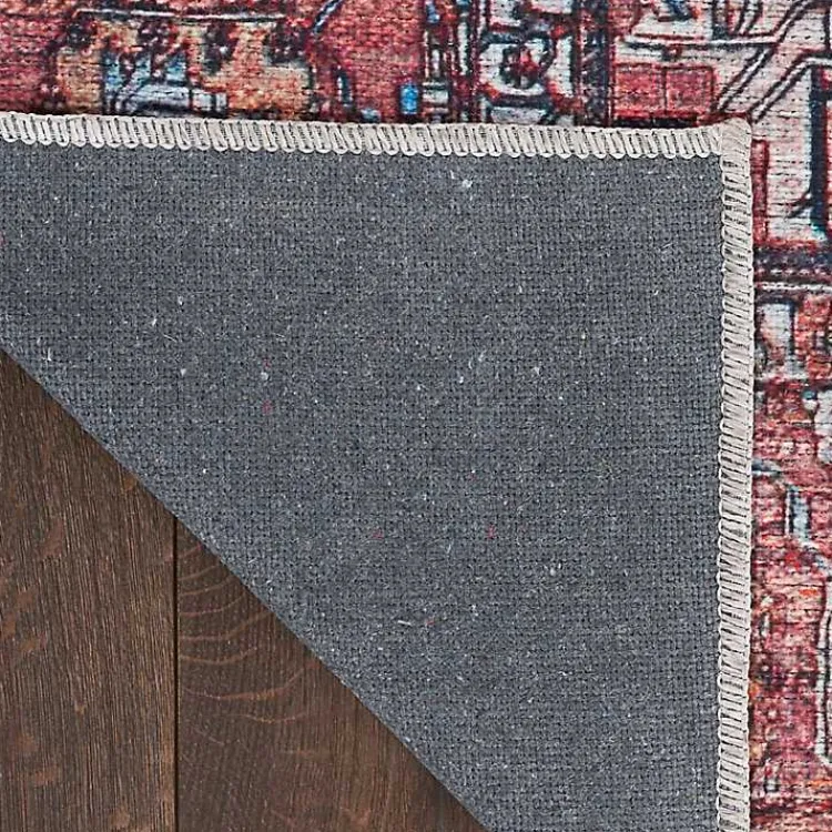 Kirklands Home Brick Vintage Medallion Washable Area Rug, 5x7 Red Outlet